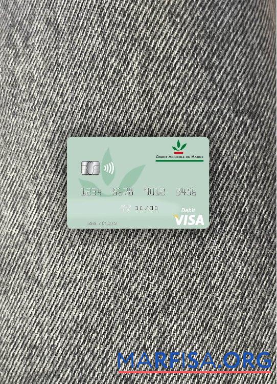 Realistic Morocco Crédit Agricole du Maroc visa debit card photolook front download for verification